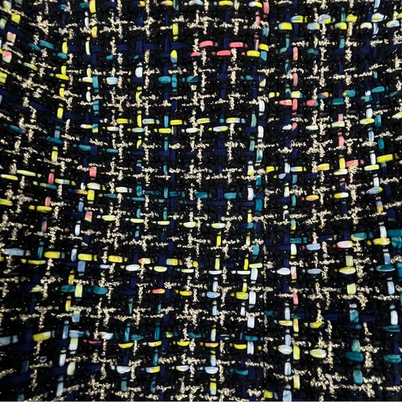 NWT ZARA Tweed Frayed Blazer Jacket Black Multicolor Gold Buttons Wool Blend L - Picture 8 of 15